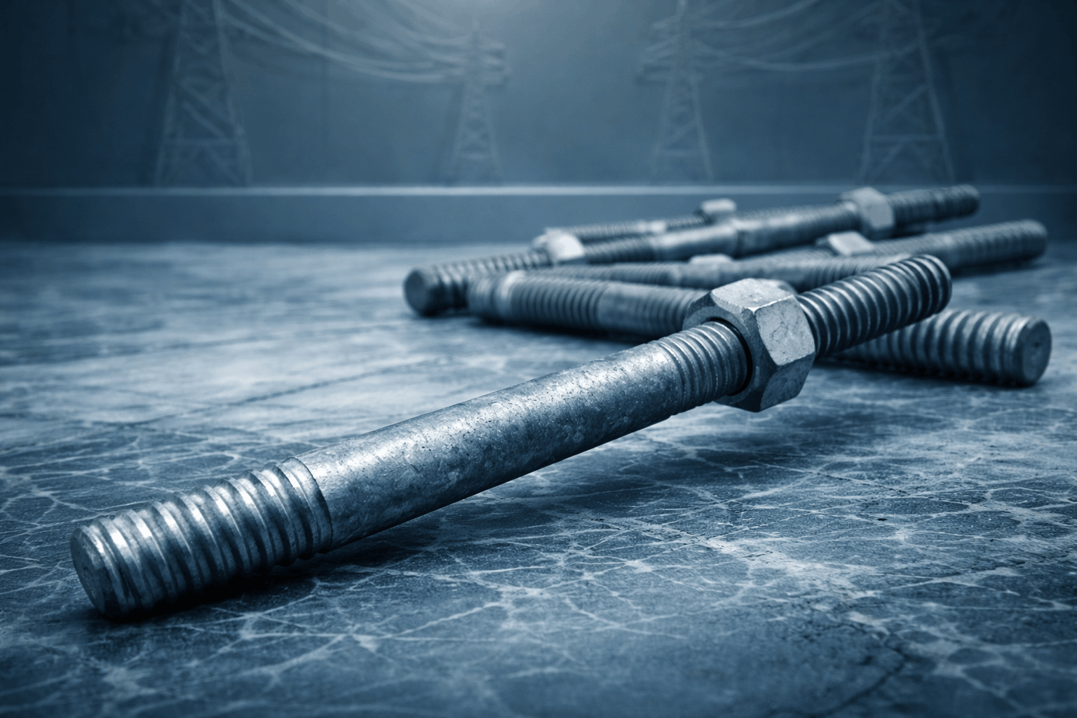 Galvanized GI pins used as hardware fittings for overhead power transmission lines